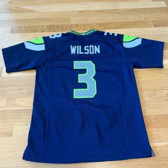 Navy Russell Wilson Seattle Seahawks Nike jersey Youth large NFL Seahawks - Picture 5 of 10